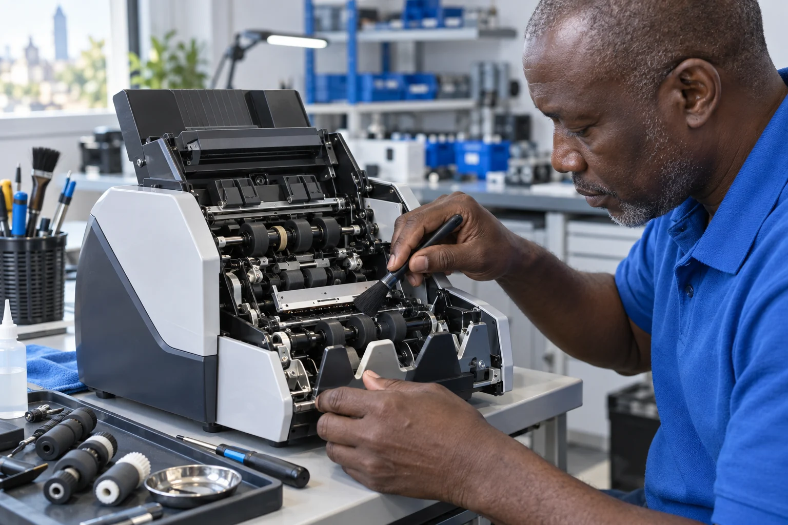 Maintenance de compteuses de billets